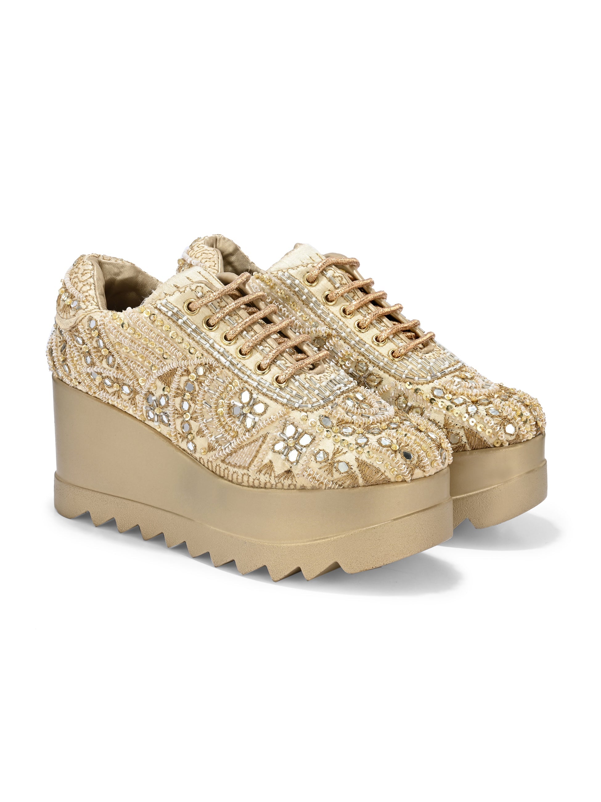 Crysta Bridal Sneakers Gold For Women by Lady Boss ladybossbyegoss