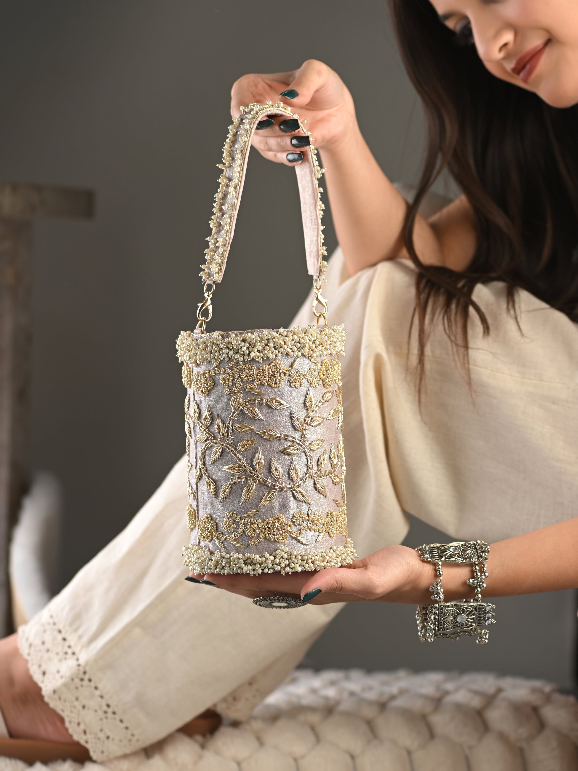 GOLD METAL GHUNGROO BAG (Copy) ladybossbyegoss