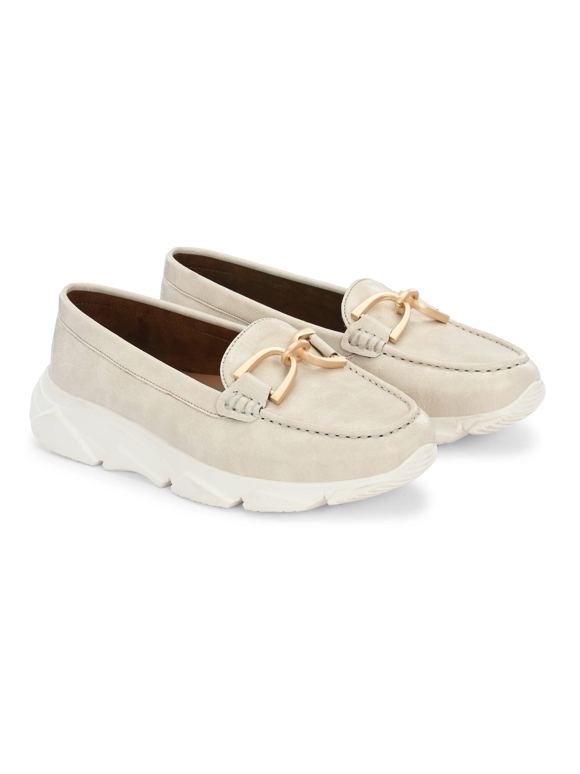 Ivory Buckled Sneakers - ladybossbyegoss