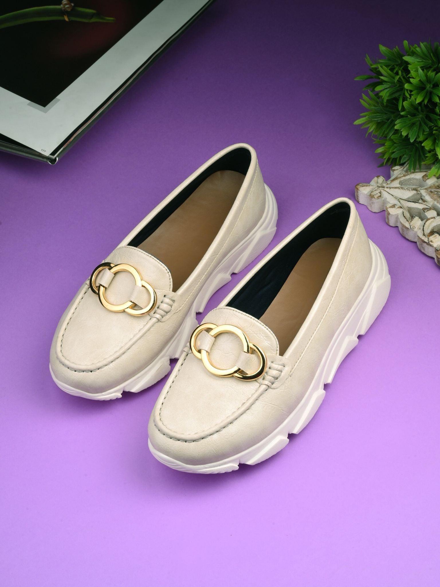 Ivory Gold Buckled Sneakers - ladybossbyegoss