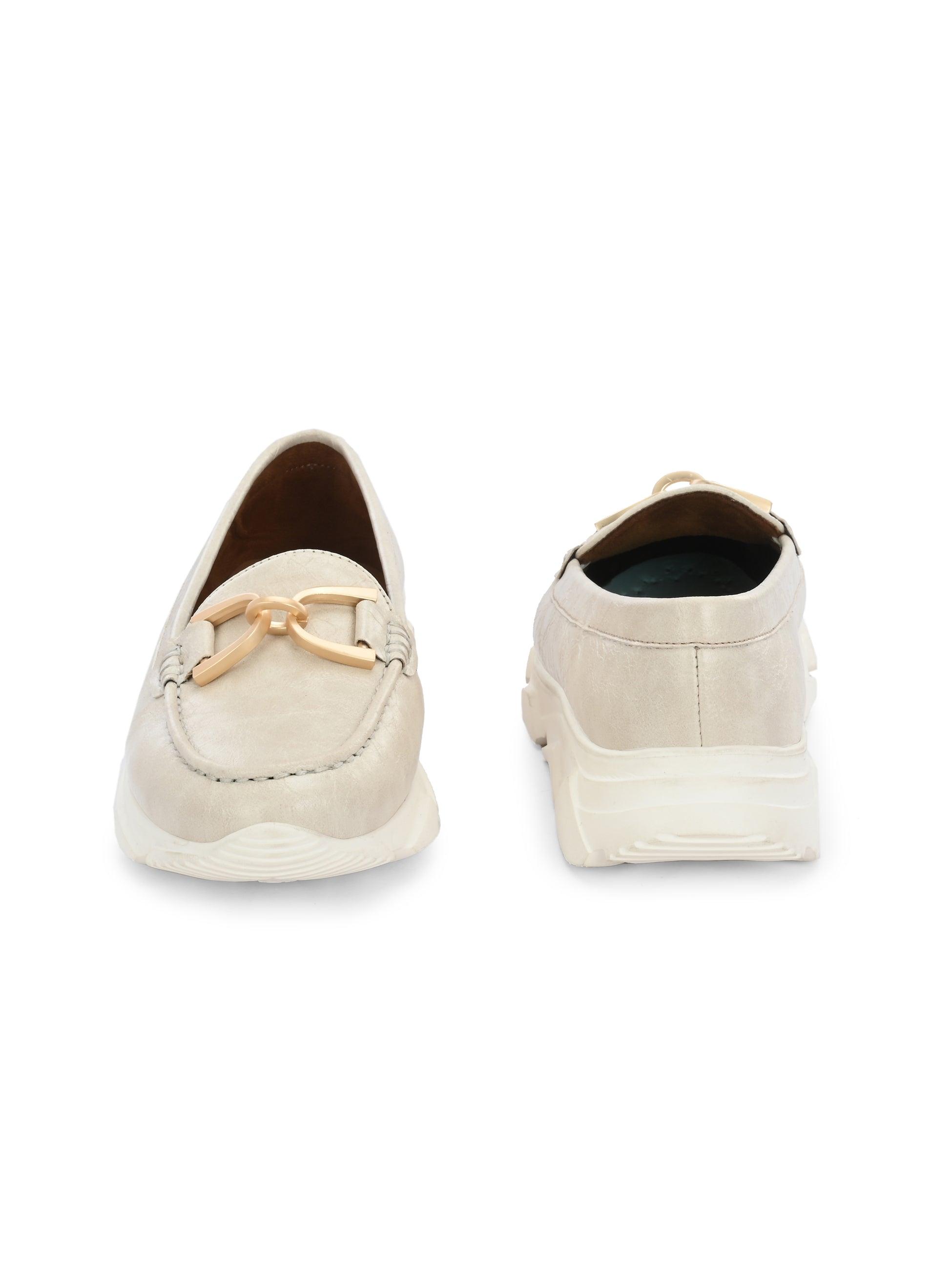 Ivory Buckled Sneakers - ladybossbyegoss