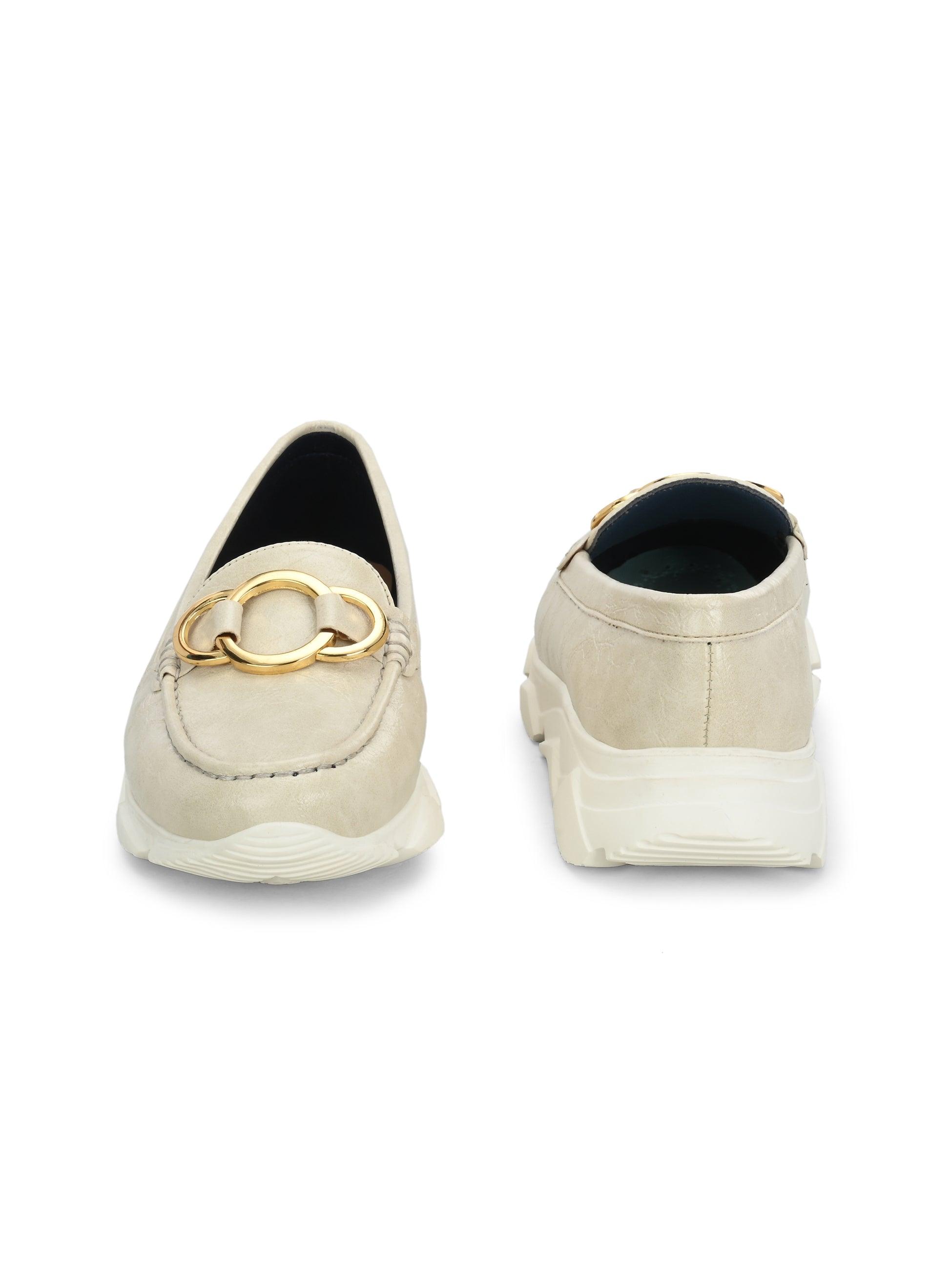 Ivory Gold Buckled Sneakers - ladybossbyegoss