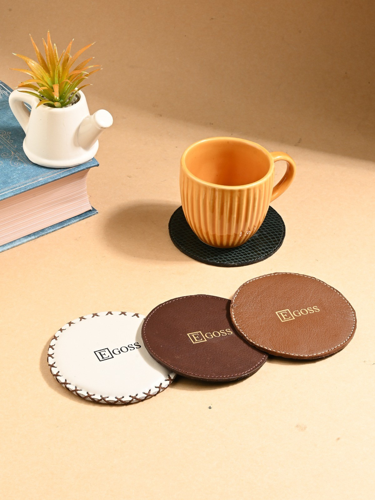 Leather Coasters for Him & Her (Set of 4) Egoss Shoes