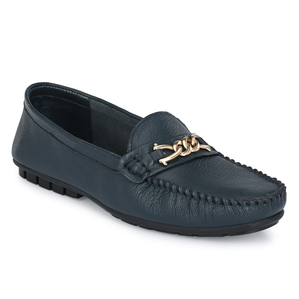 Casual Loafers For Women with a golden chain egoss-shoes